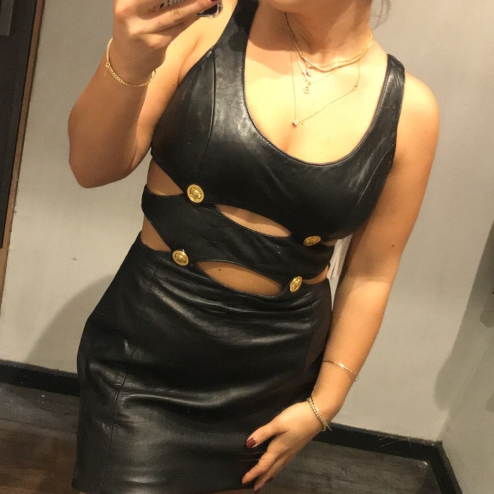 Vintage Cache leather cutout dress